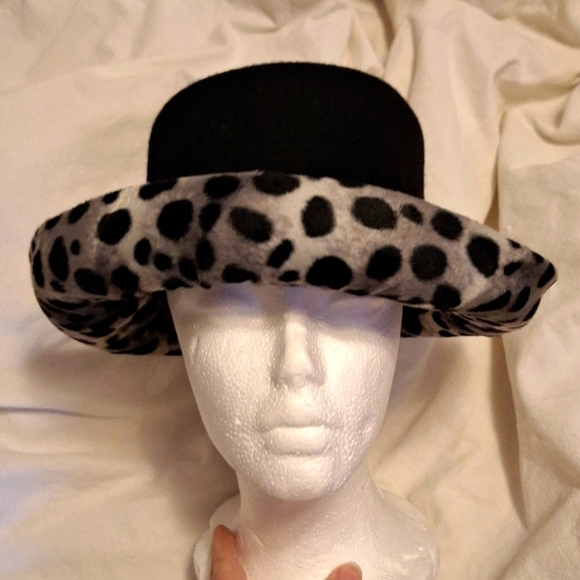 Wool blossom hat animal print brim vintage Charter club hat - Picture 1 of 6